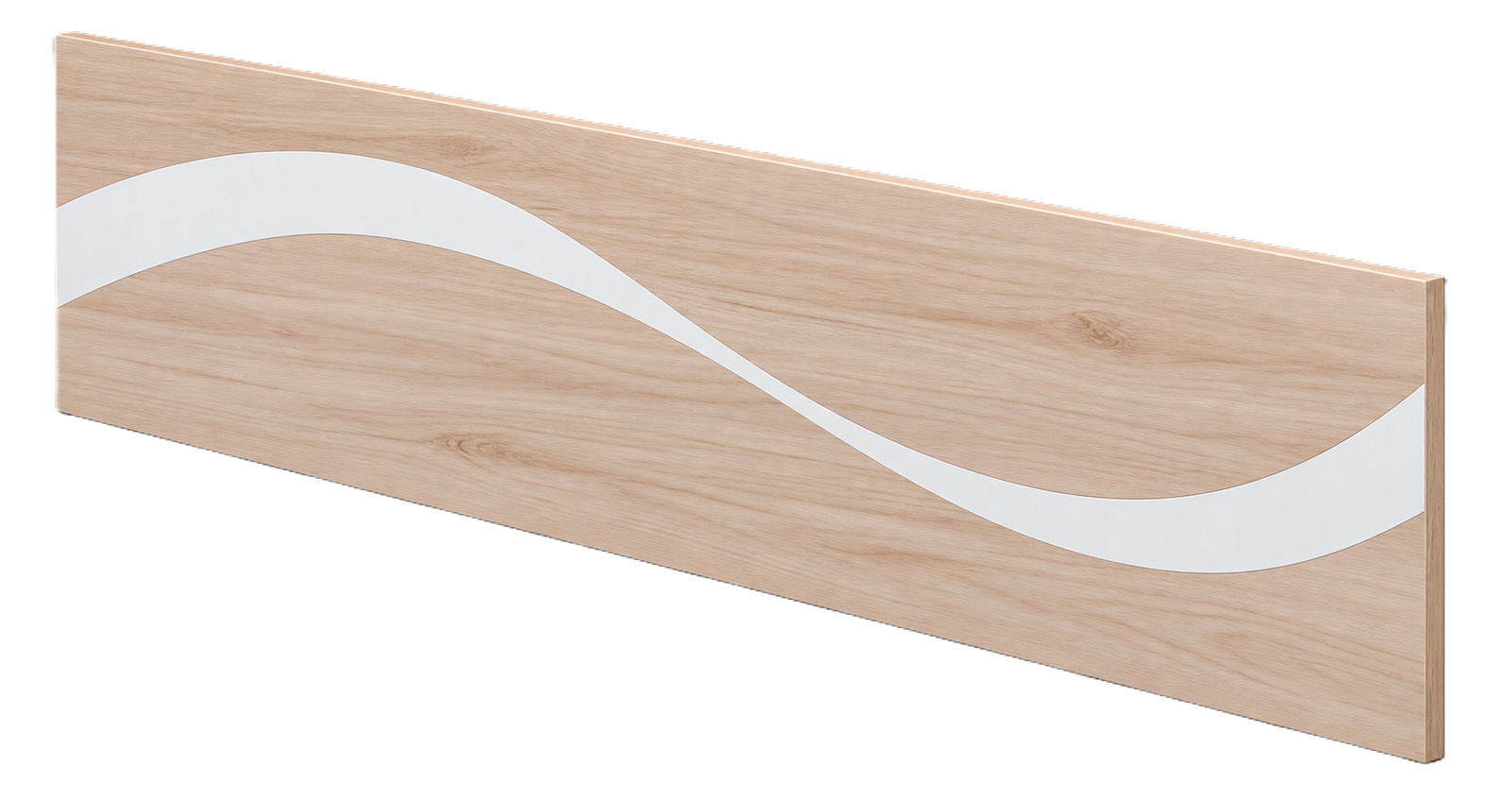 Cabecero Brisa de melamina en madera cambrian con diseño curvo decorativo en blanco