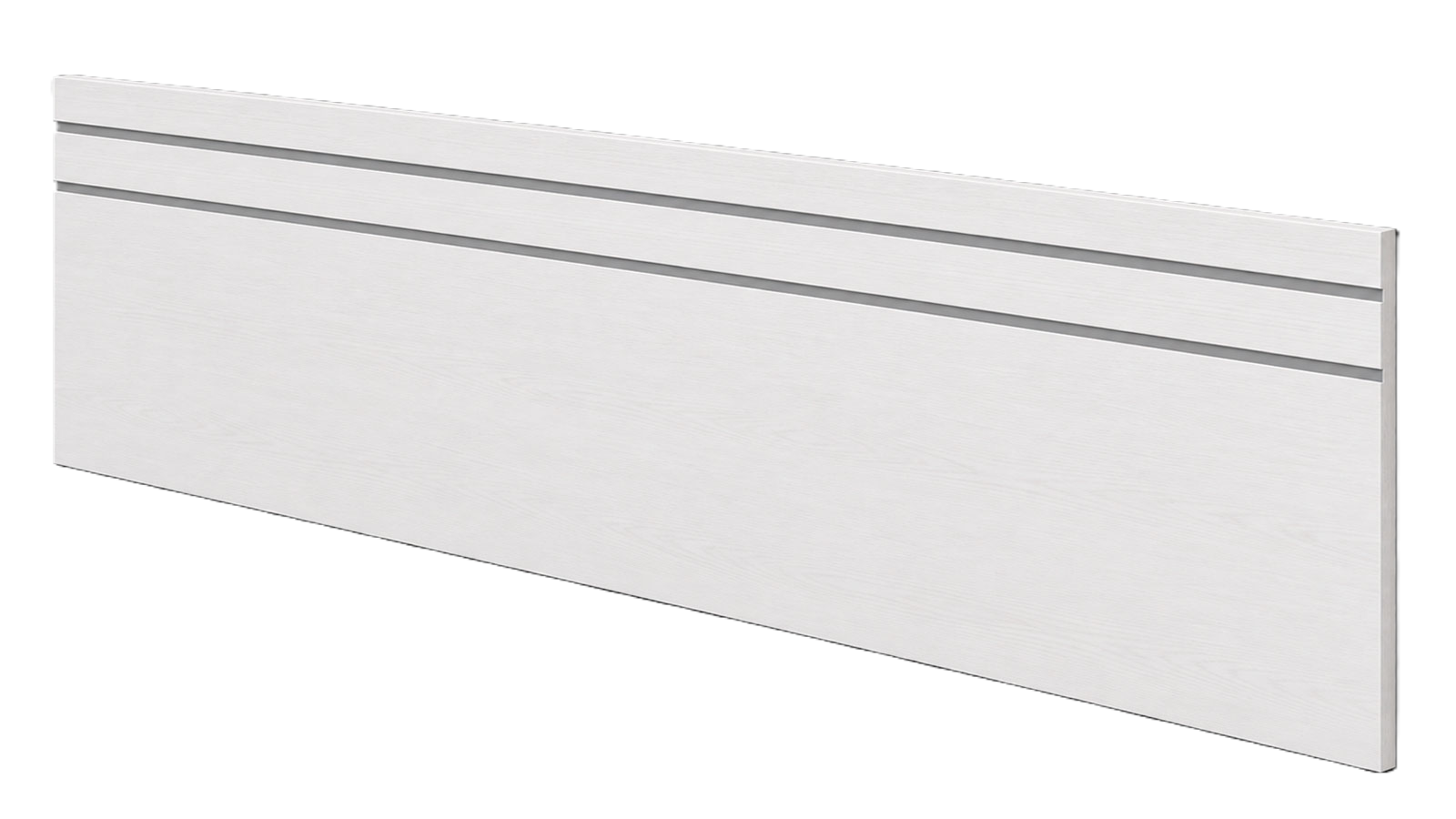 Cabecero Linea de melamina blanco poro abierto con dos líneas horizontales decorativas en gris