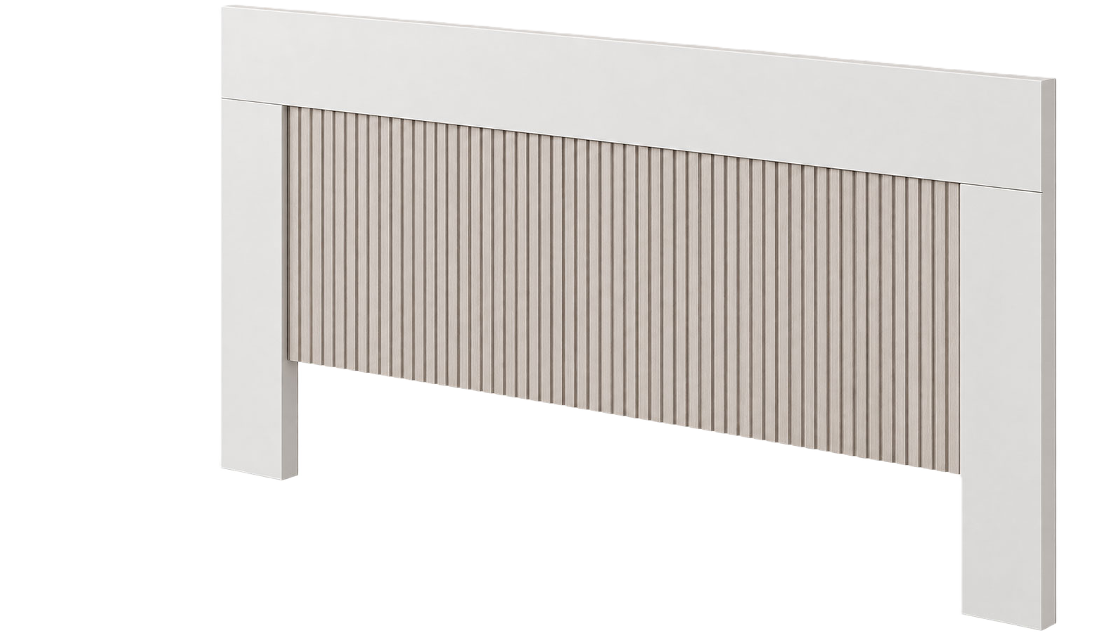 Cabecero Verona de melamina blanco con símil palillera vertical central en madera clara
