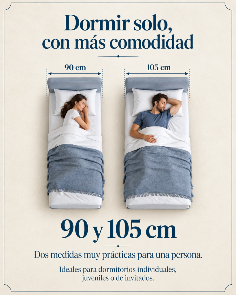 Comparativa de colchones de 90 y 105 cm para dormir solo con mayor comodidad.