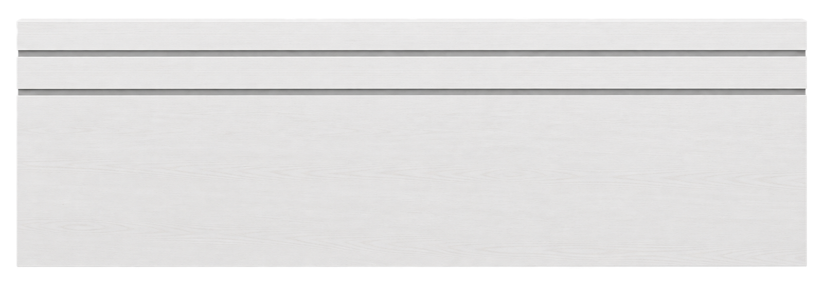 Cabecero Líneas de melamina en acabado blanco poro con dos detalles horizontales en aluminio