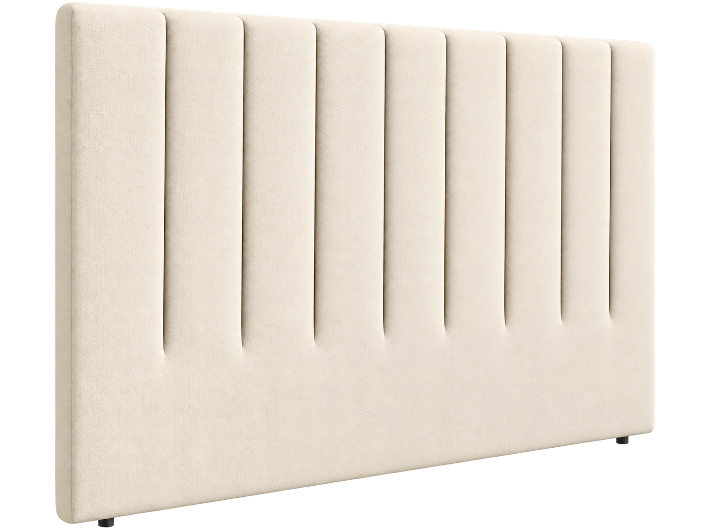 Cabecero tapizado Manhattan en beige claro con diseño de canales verticales acolchados