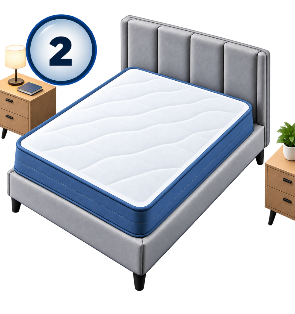 Cama con objetos a ambos lados, correspondiente al paso de despejar los laterales antes de mover el colchón.